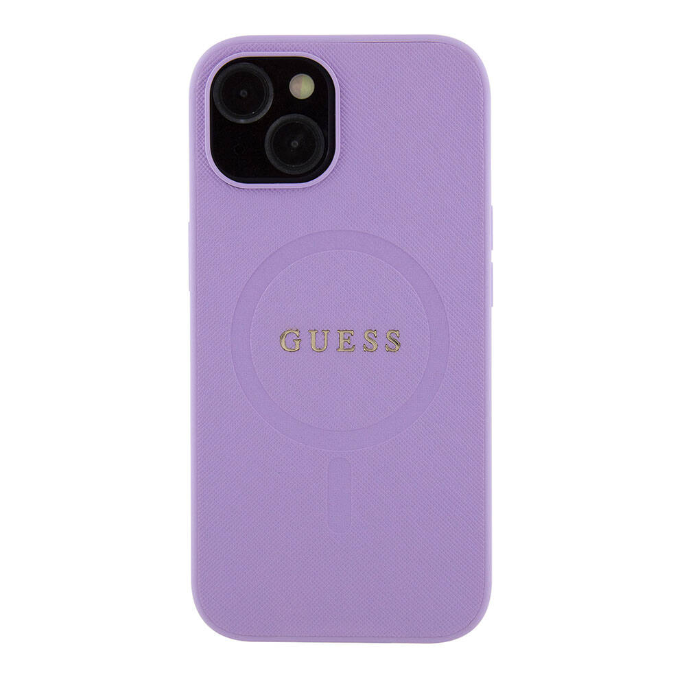 Guess iPhone 15 Orjinal Lisanslı Magsafe Şarj Özellikli Yazı Logolu Saffiano Telefon Kılıfı - 16