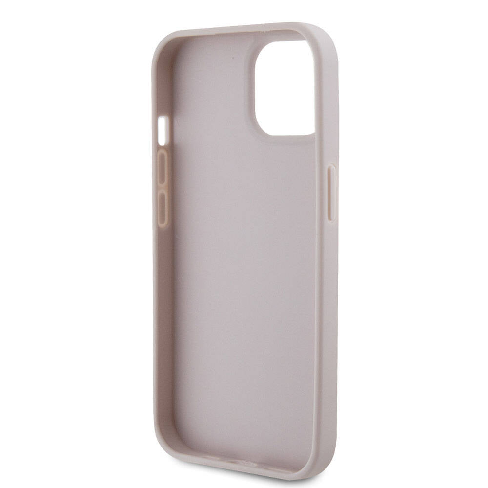 Guess iPhone 15 Orjinal Lisanslı PU Deri Taşlı Üçgen Logo 4G Desenli Strass Telefon Kılıfı - 20