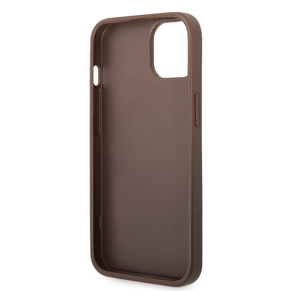Guess iPhone 15 Orjinal Lisanslı PU Deri Yazı ve 4G Metal Logolu Desenli Telefon Kılıfı - 6