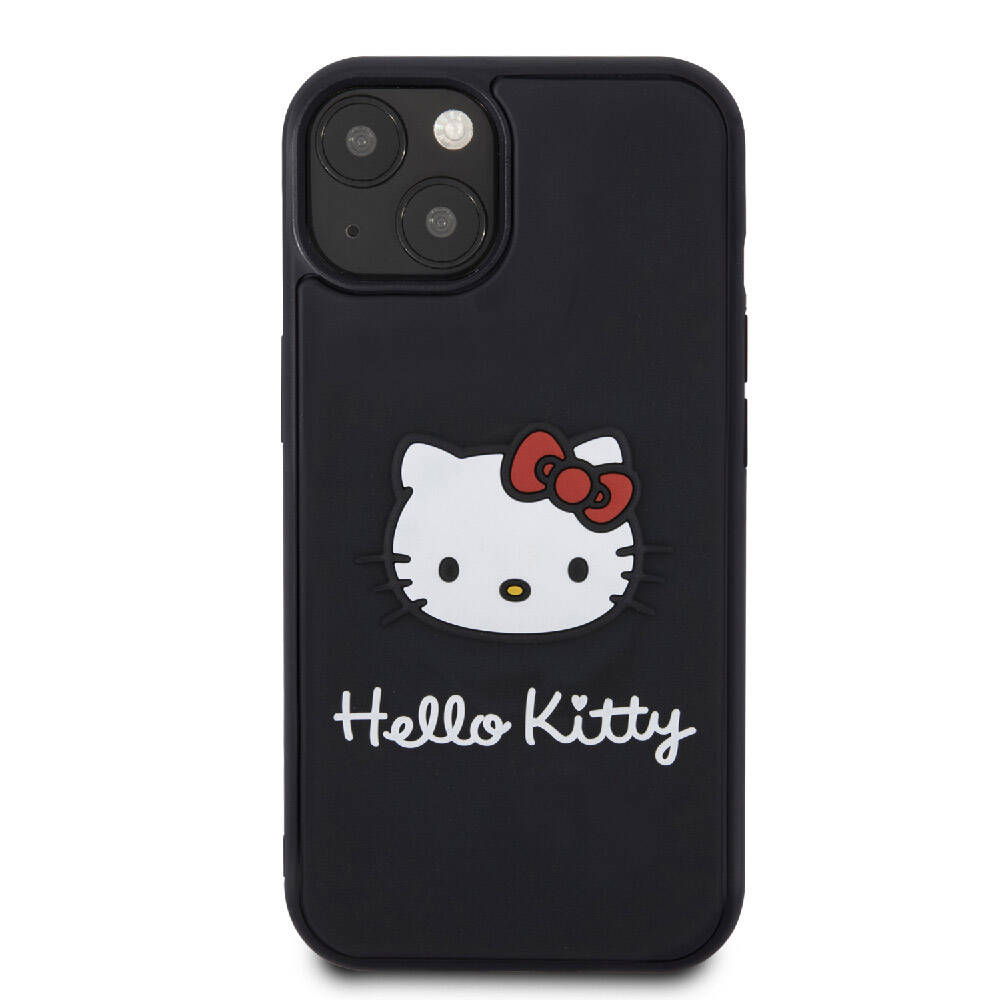 Hello Kitty iPhone 15 Orjinal Lisanslı Yazı ve İkonik Logolu 3D Rubber Kitty Head Kılıf