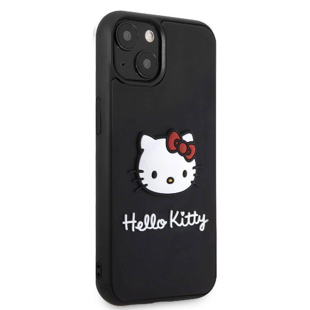 Hello Kitty iPhone 15 Orjinal Lisanslı Yazı ve İkonik Logolu 3D Rubber Kitty Head Kılıf