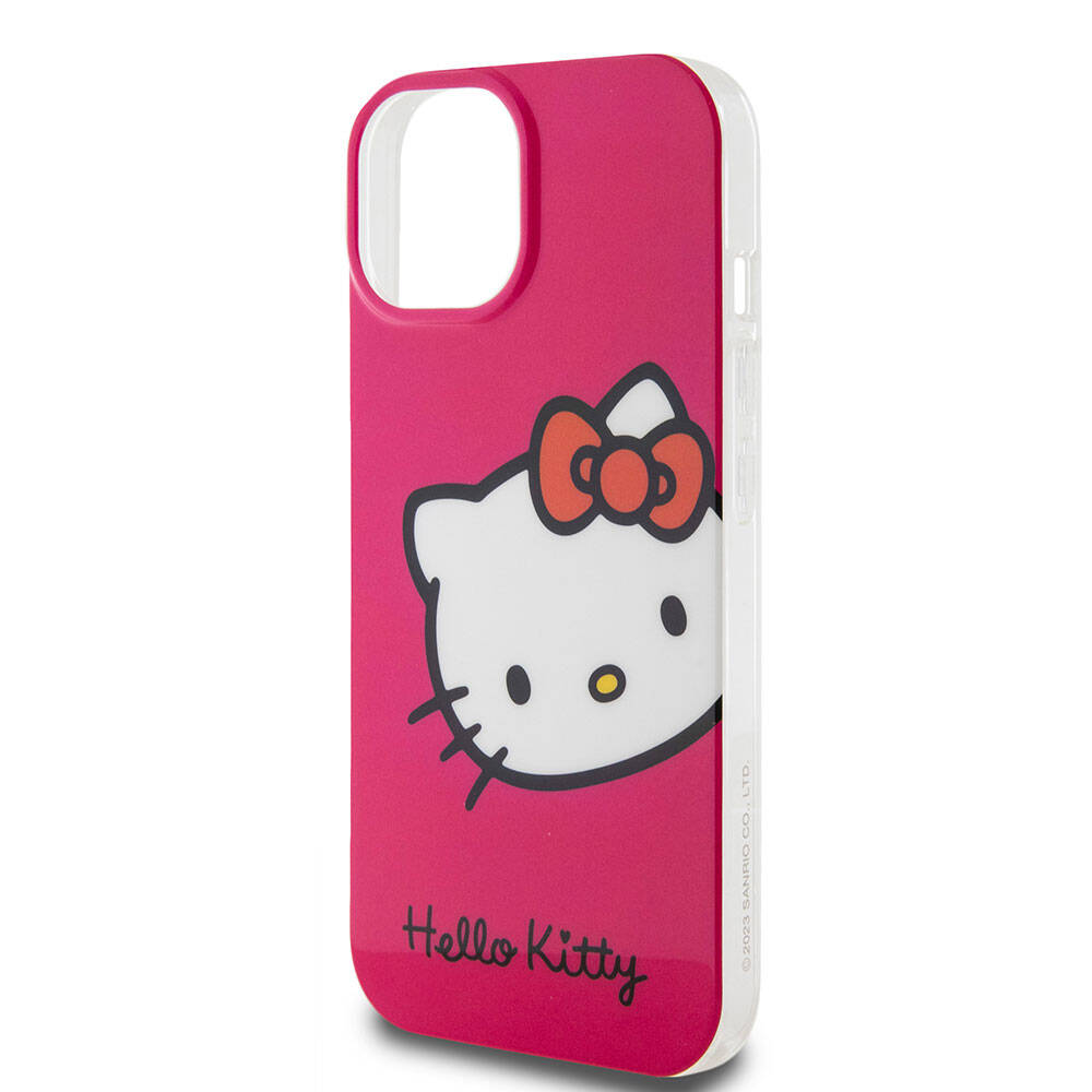 Hello Kitty iPhone 15 Orjinal Lisanslı Yazı ve İkonik Logolu Kitty Head Kılıf