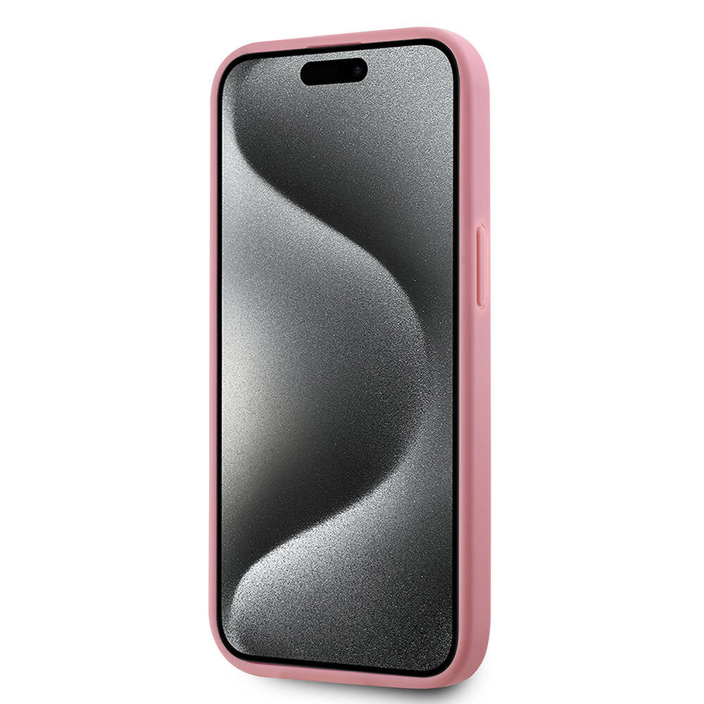 Karl Lagerfeld iPhone 15 Orjinal Lisanslı 3D KL Yazılı Tüylü Arka Yüzey Saffiano Rhinestones Telefon Kılıfı - 5