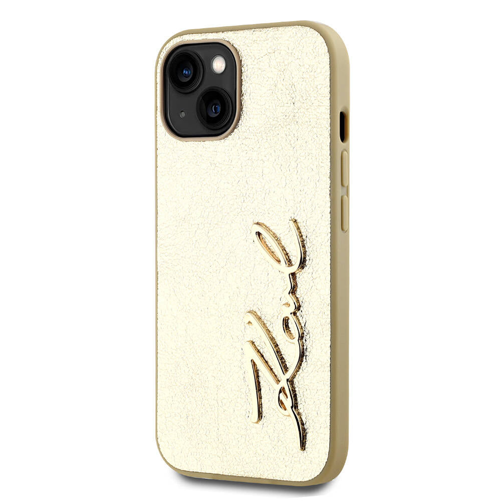 Karl Lagerfeld iPhone 15 Orjinal Lisanslı 3D KL Yazılı Tüylü Arka Yüzey Saffiano Rhinestones Telefon Kılıfı - 9
