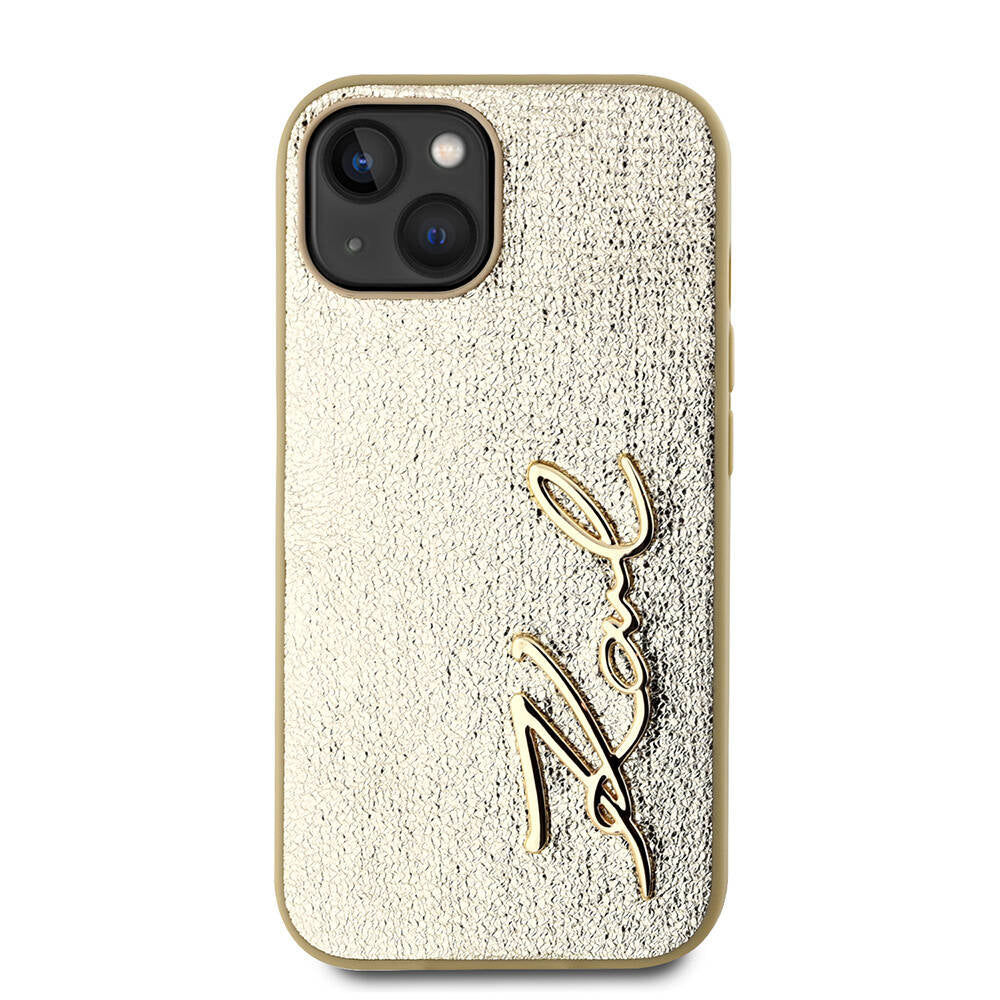 Karl Lagerfeld iPhone 15 Orjinal Lisanslı 3D KL Yazılı Tüylü Arka Yüzey Saffiano Rhinestones Telefon Kılıfı - 10