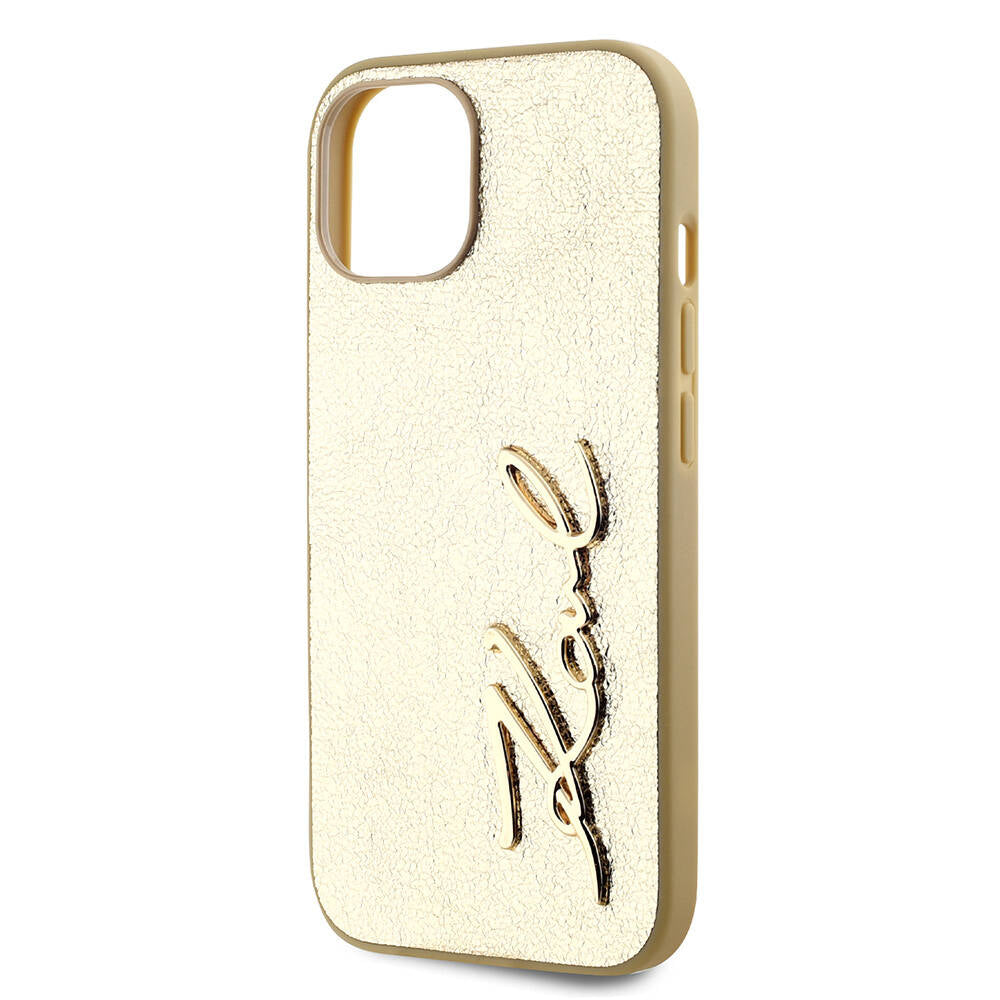 Karl Lagerfeld iPhone 15 Orjinal Lisanslı 3D KL Yazılı Tüylü Arka Yüzey Saffiano Rhinestones Telefon Kılıfı - 13