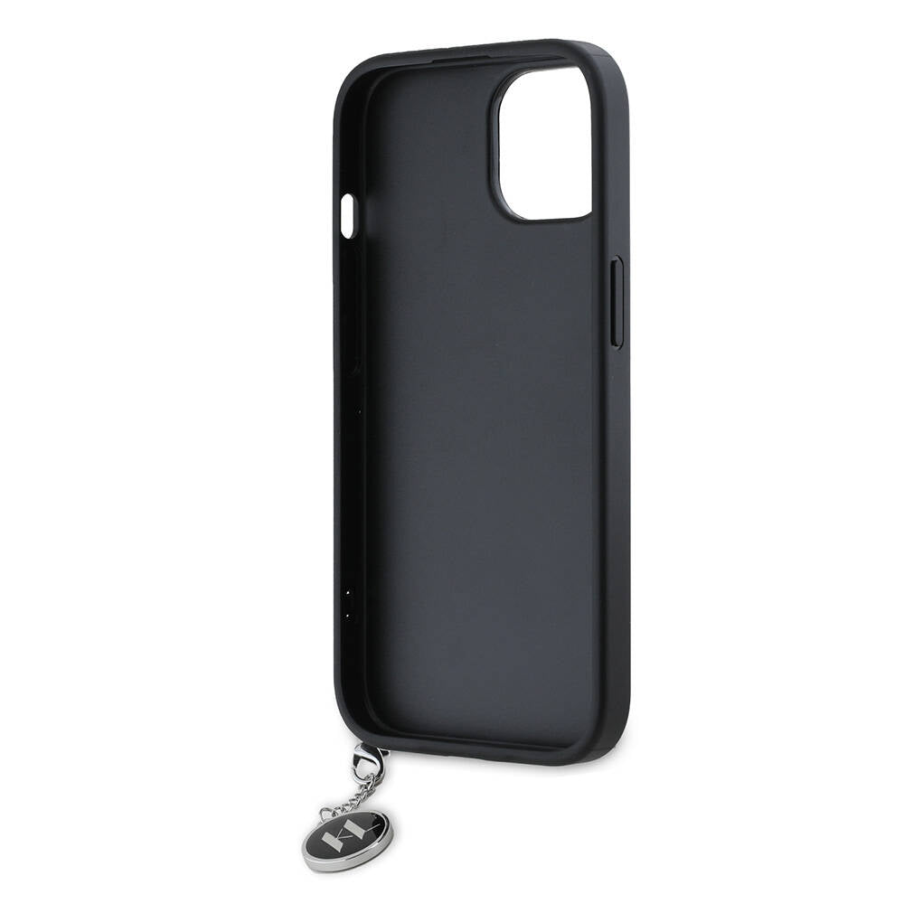 Karl Lagerfeld iPhone 15 Orjinal Lisanslı Anahtarlıklı Taşlı KL Yazılı Saffiano Rhinestones Telefon Kılıfı - 7