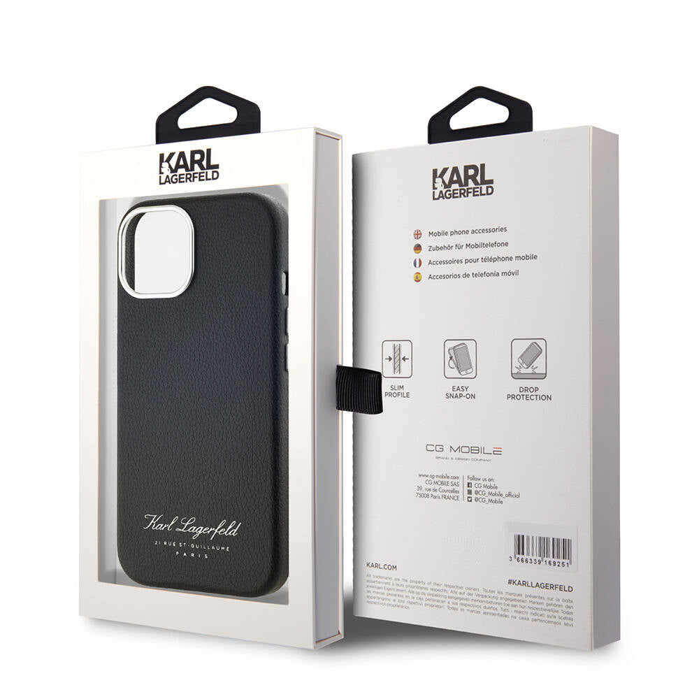 Karl Lagerfeld iPhone 15 Orjinal Lisanslı KL Yazılı Hotel Telefon Kılıfı - 15
