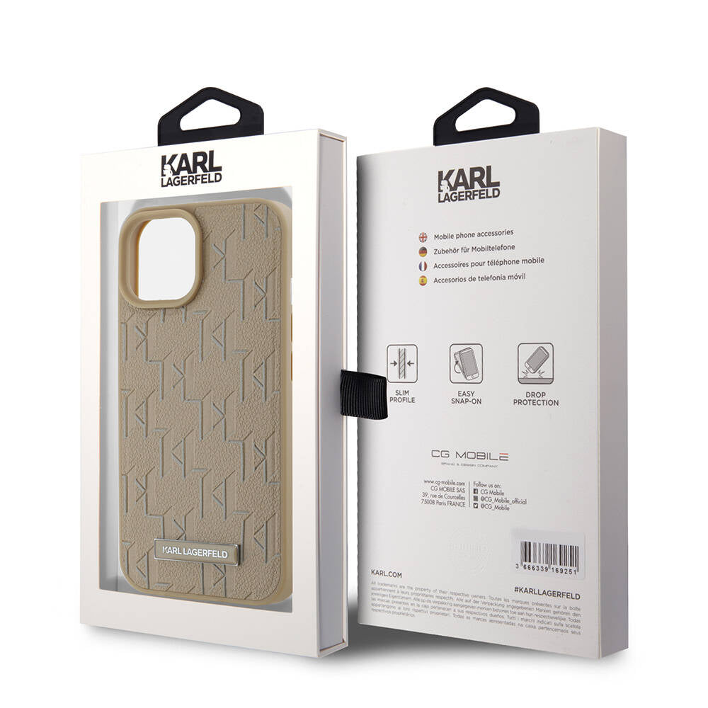 Karl Lagerfeld iPhone 15 Orjinal Lisanslı M-safe Şarj Özellikli KL Yazılı Hot Stamp Kılıf