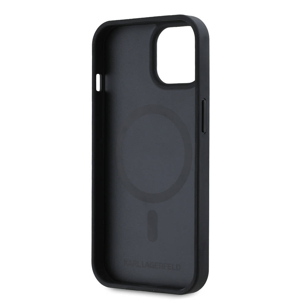 Karl Lagerfeld iPhone 15 Orjinal Lisanslı M-safe Şarj Özellikli KL Yazılı Hot Stamp Kılıf