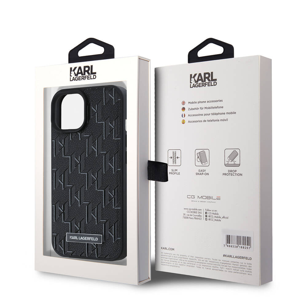 Karl Lagerfeld iPhone 15 Orjinal Lisanslı M-safe Şarj Özellikli KL Yazılı Hot Stamp Kılıf