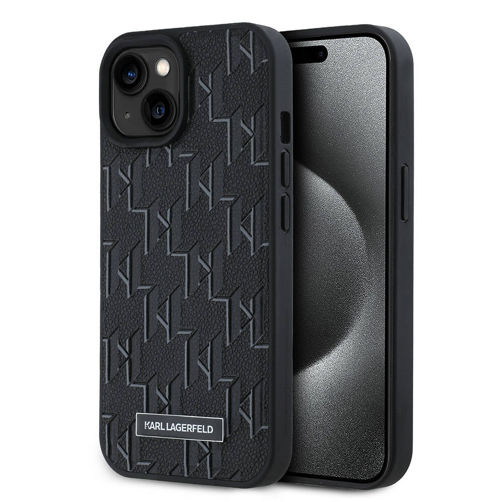 Karl Lagerfeld iPhone 15 Orjinal Lisanslı M-safe Şarj Özellikli KL Yazılı Hot Stamp Kılıf