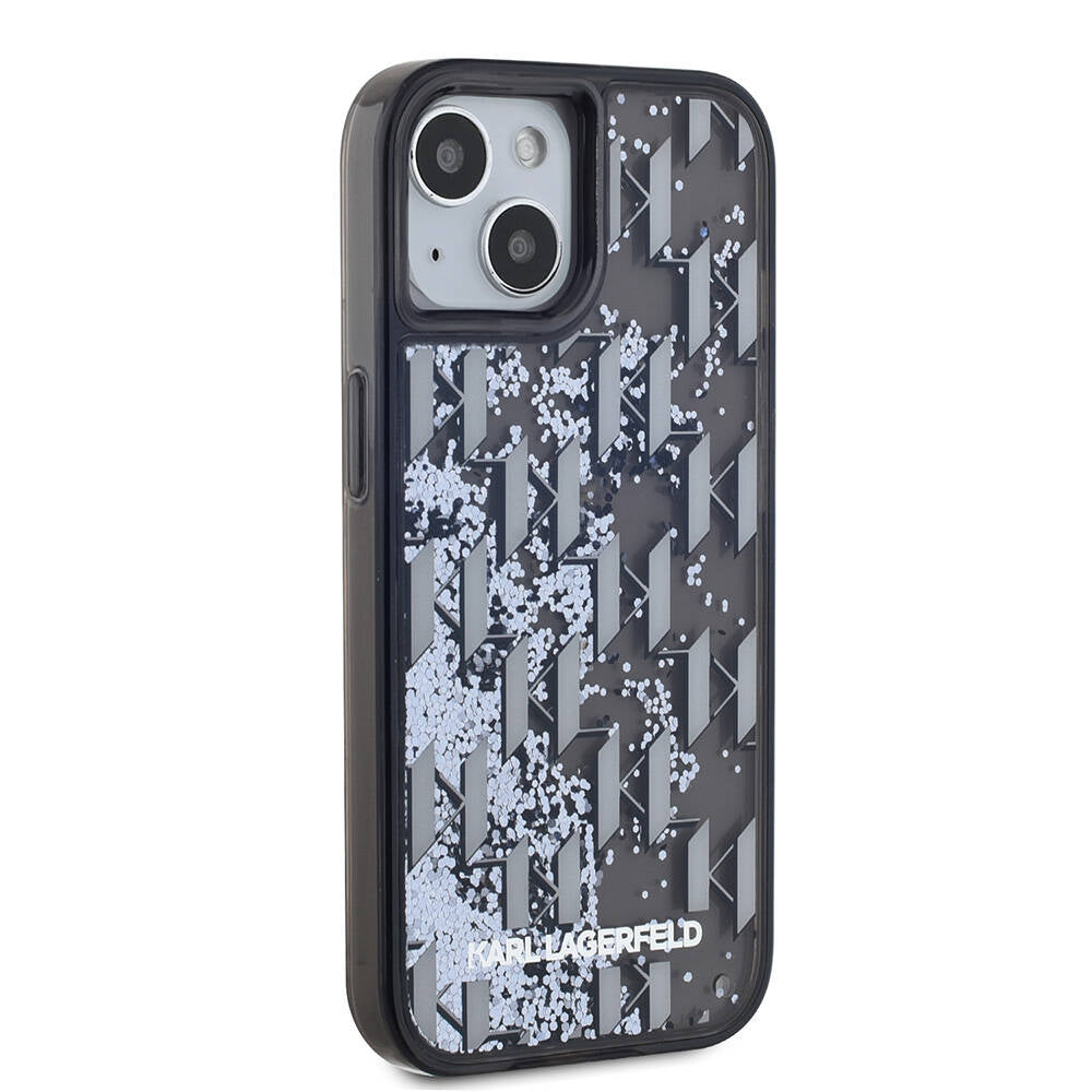 Karl Lagerfeld iPhone 15 Orjinal Lisanslı Simli KL Yazılı Monogram Gradıent Telefon Kılıfı - 4