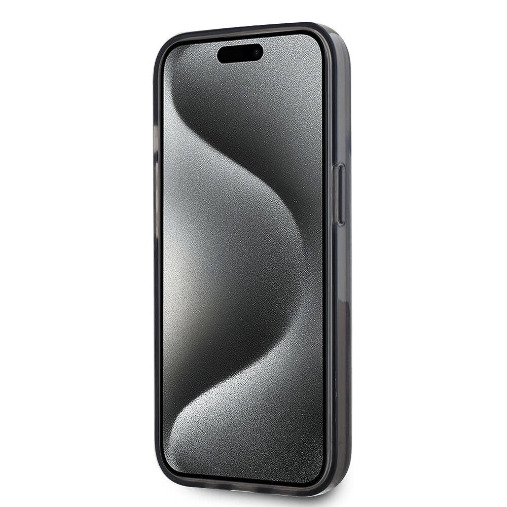Karl Lagerfeld iPhone 15 Orjinal Lisanslı Simli KL Yazılı Monogram Gradıent Telefon Kılıfı - 5