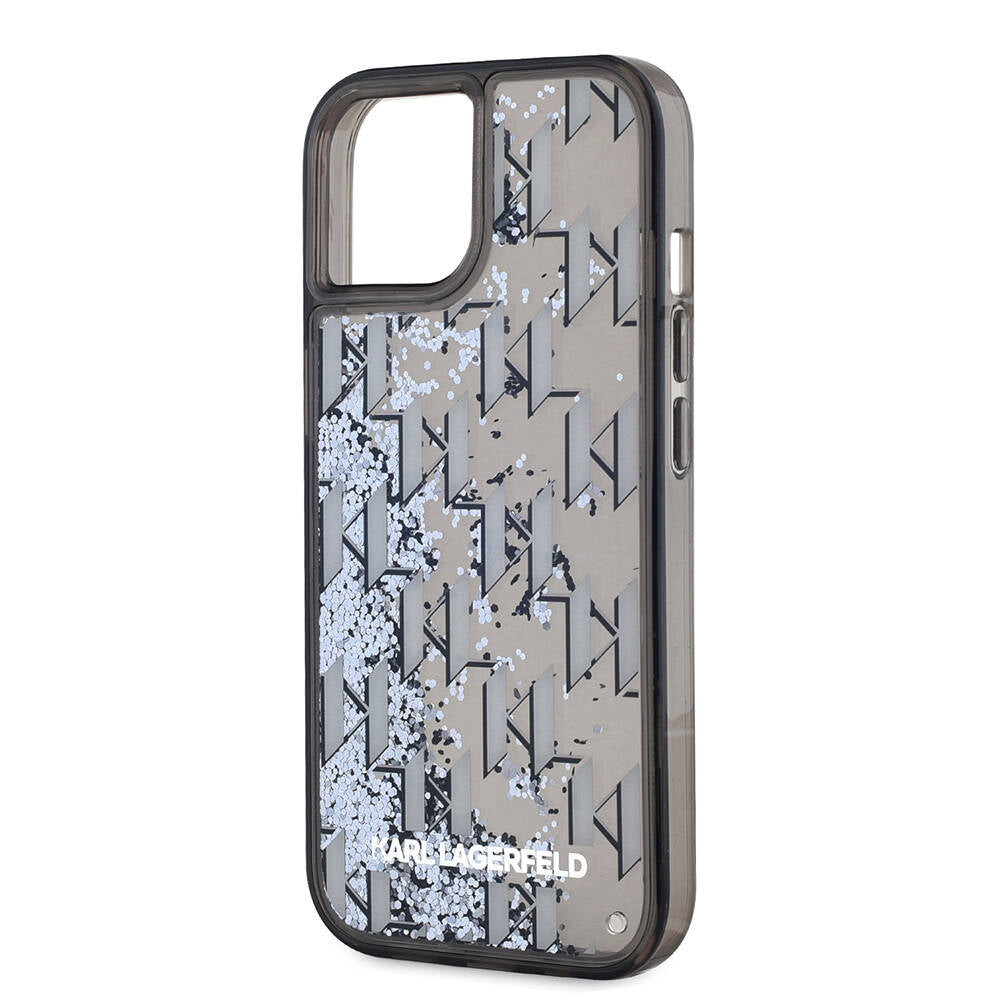 Karl Lagerfeld iPhone 15 Orjinal Lisanslı Simli KL Yazılı Monogram Gradıent Telefon Kılıfı - 6