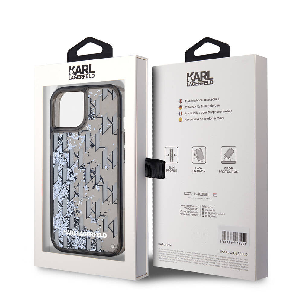 Karl Lagerfeld iPhone 15 Orjinal Lisanslı Simli KL Yazılı Monogram Gradıent Telefon Kılıfı - 8