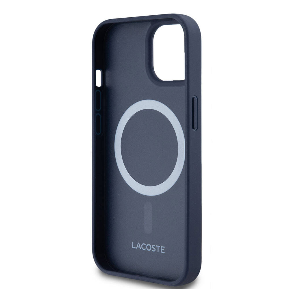 Lacoste iPhone 15 Orjinal Lisanslı M-safe Şarj Özellikli PU Deri Görünümlü Karışık Monogram Desenli Kılıf
