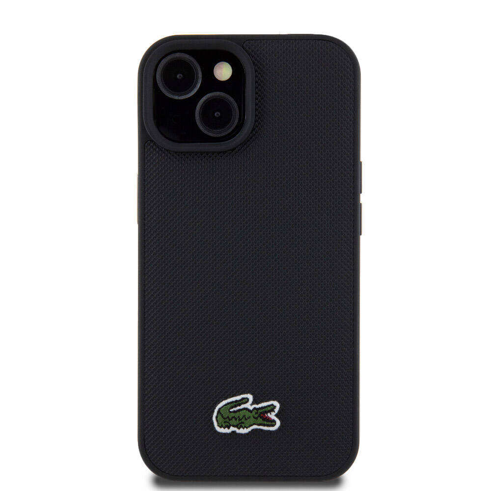 Lacoste iPhone 15 Orjinal Lisanslı PU Pike Desenli Arka Yüzey İkonik Timsah Dokuma Logolu Telefon Kılıfı - 10