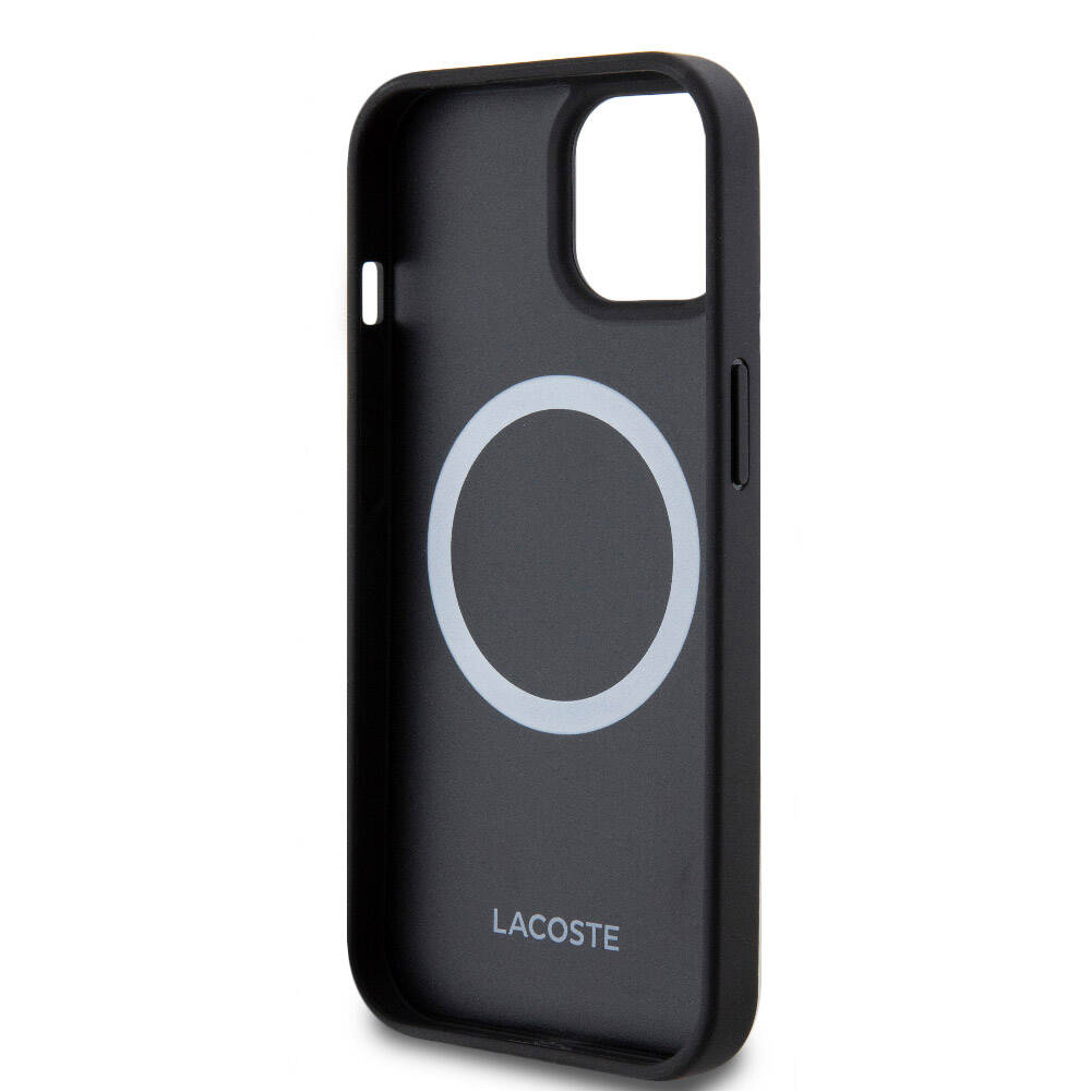 Lacoste iPhone 15 Orjinal Lisanslı PU Pike Desenli Arka Yüzey İkonik Timsah Dokuma Logolu Telefon Kılıfı - 14