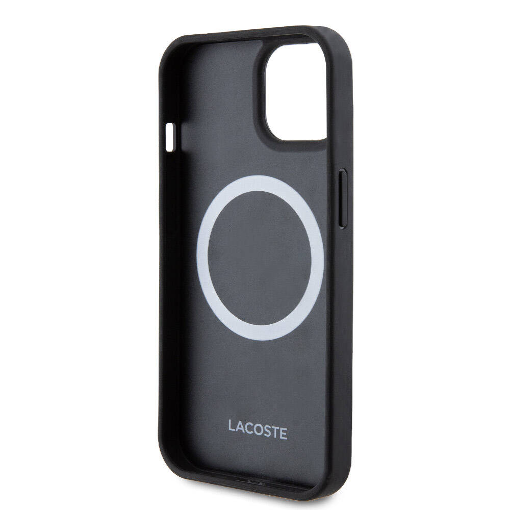 Lacoste iPhone 15 Orjinal Lisanslı PU Pike Desenli Arka Yüzey İkonik Timsah Dokuma Logolu Telefon Kılıfı - 21