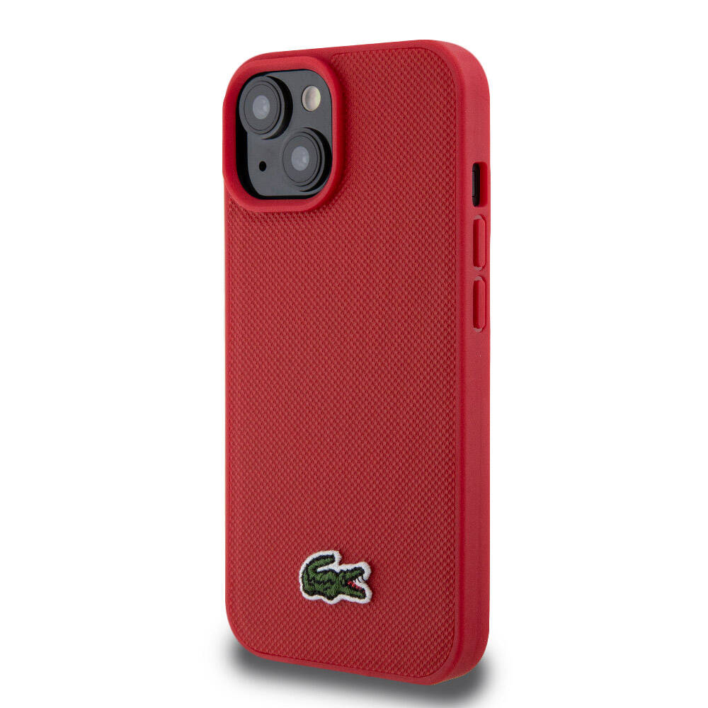 Lacoste iPhone 15 Orjinal Lisanslı PU Pike Desenli Arka Yüzey İkonik Timsah Dokuma Logolu Telefon Kılıfı - 23