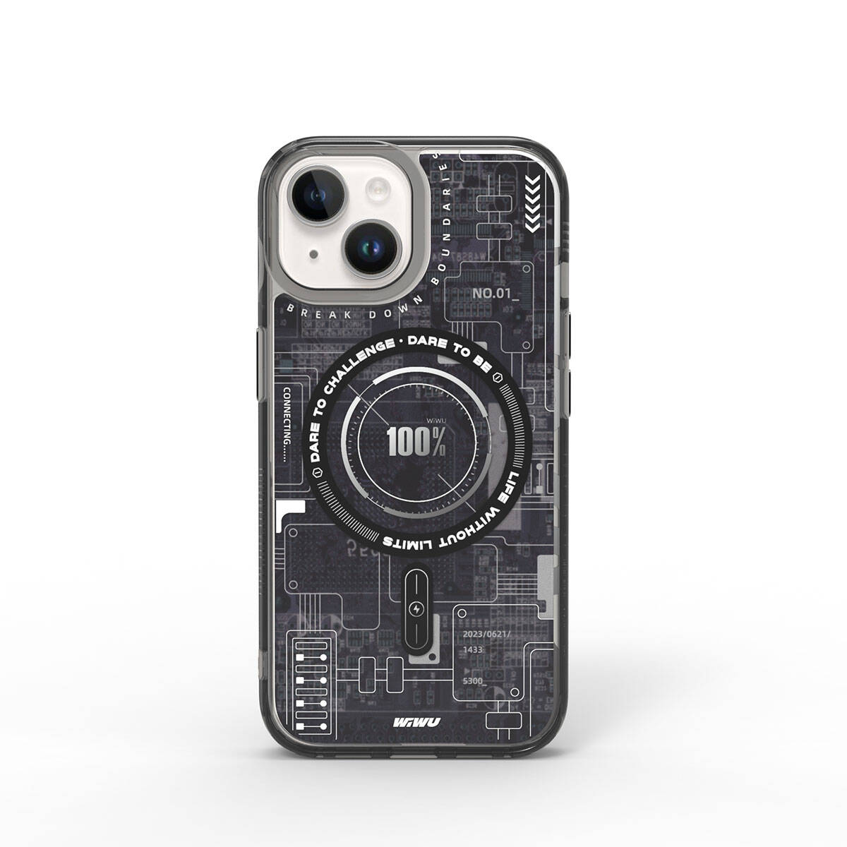 Wiwu Mecha Circuit H Serisi iPhone 15 M-safe Şarj Özellikli Desenli Telefon Kılıfı