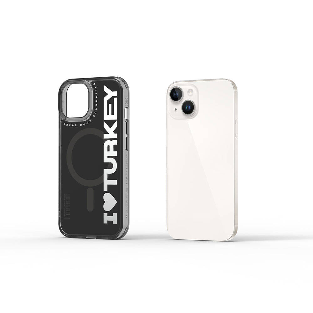 Wiwu Turkey E Serisi iPhone 15 M-safe Şarj Özellikli I Love Turkey Yazı Desenli Telefon Kılıfı