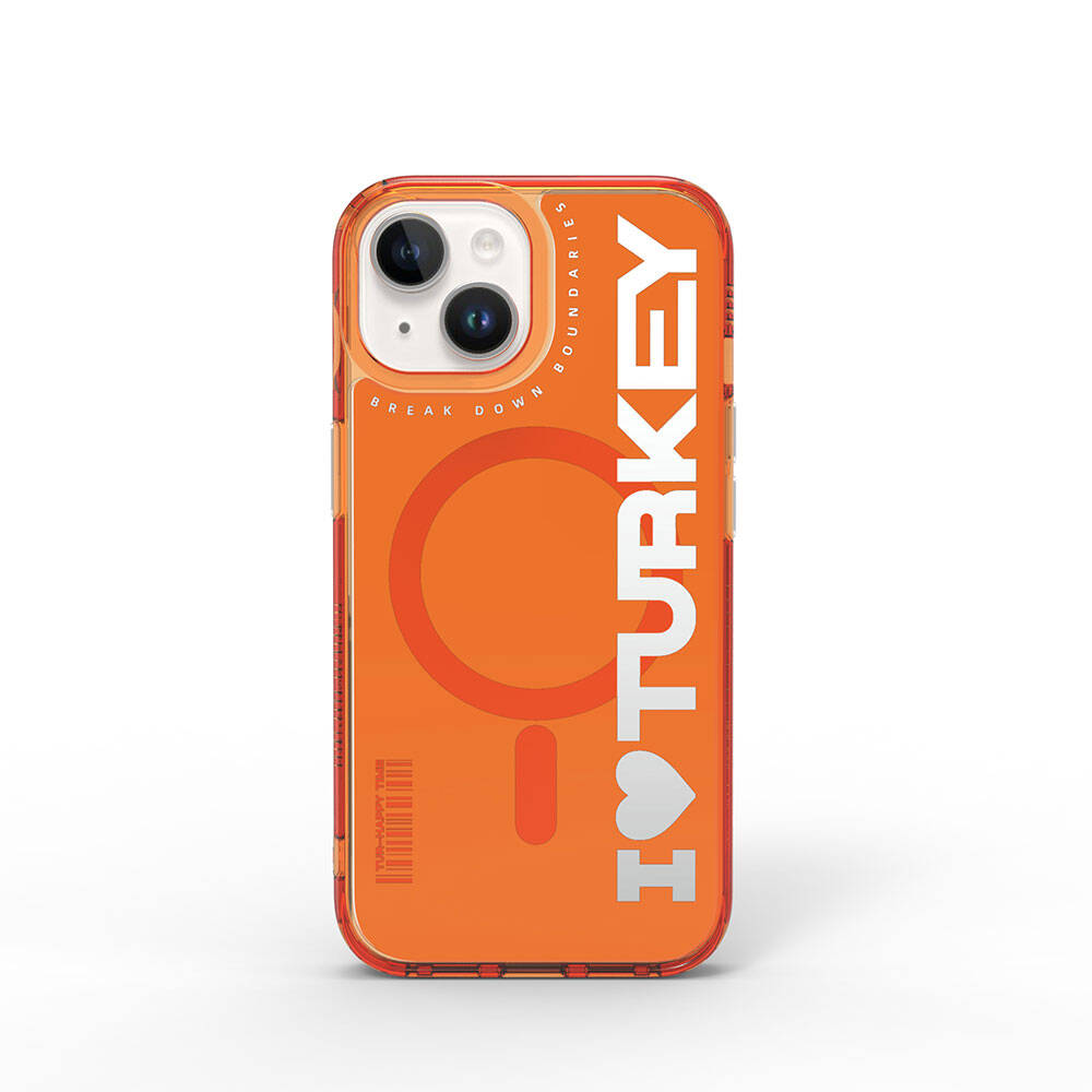 Wiwu Turkey E Serisi iPhone 15 M-safe Şarj Özellikli I Love Turkey Yazı Desenli Telefon Kılıfı