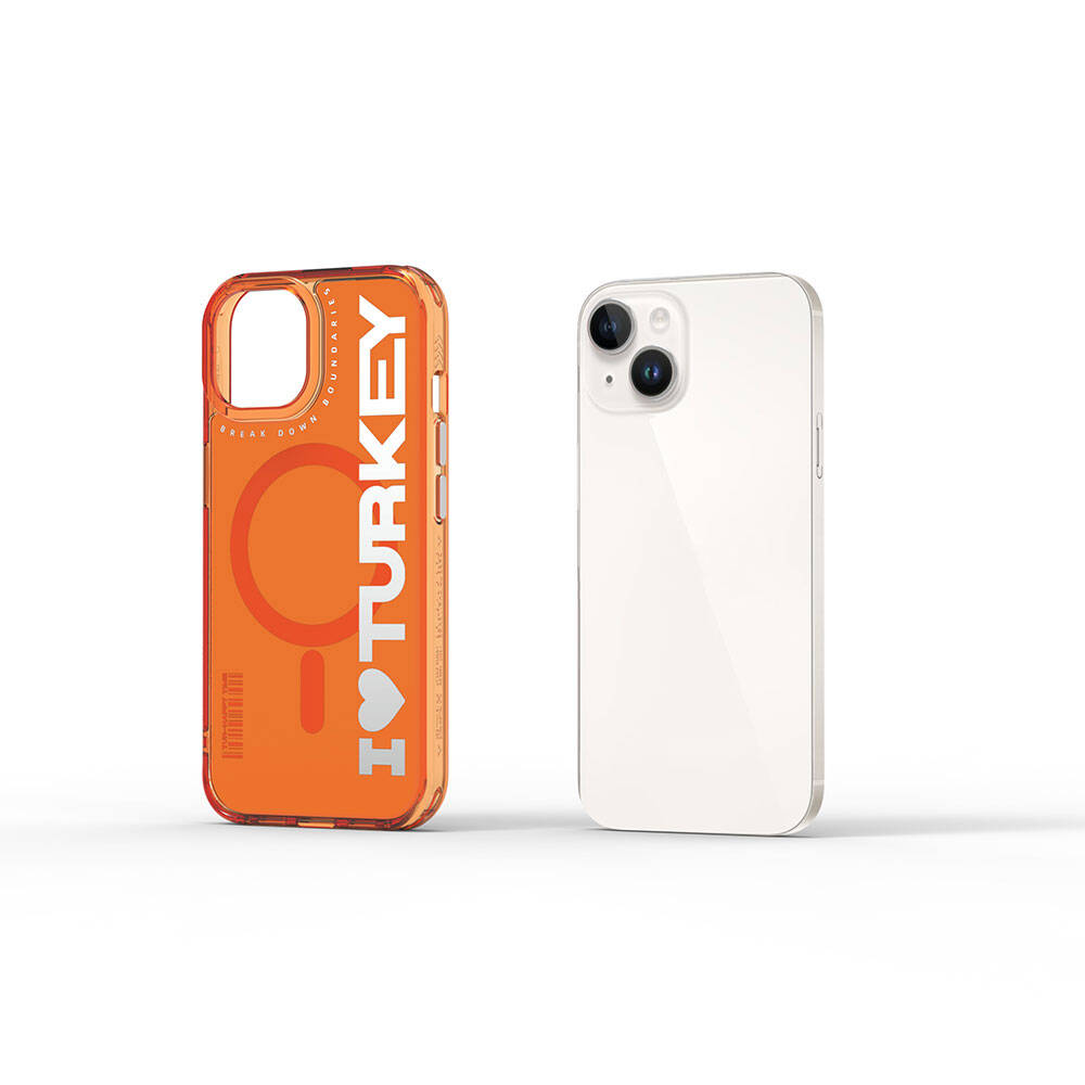 Wiwu Turkey E Serisi iPhone 15 M-safe Şarj Özellikli I Love Turkey Yazı Desenli Telefon Kılıfı