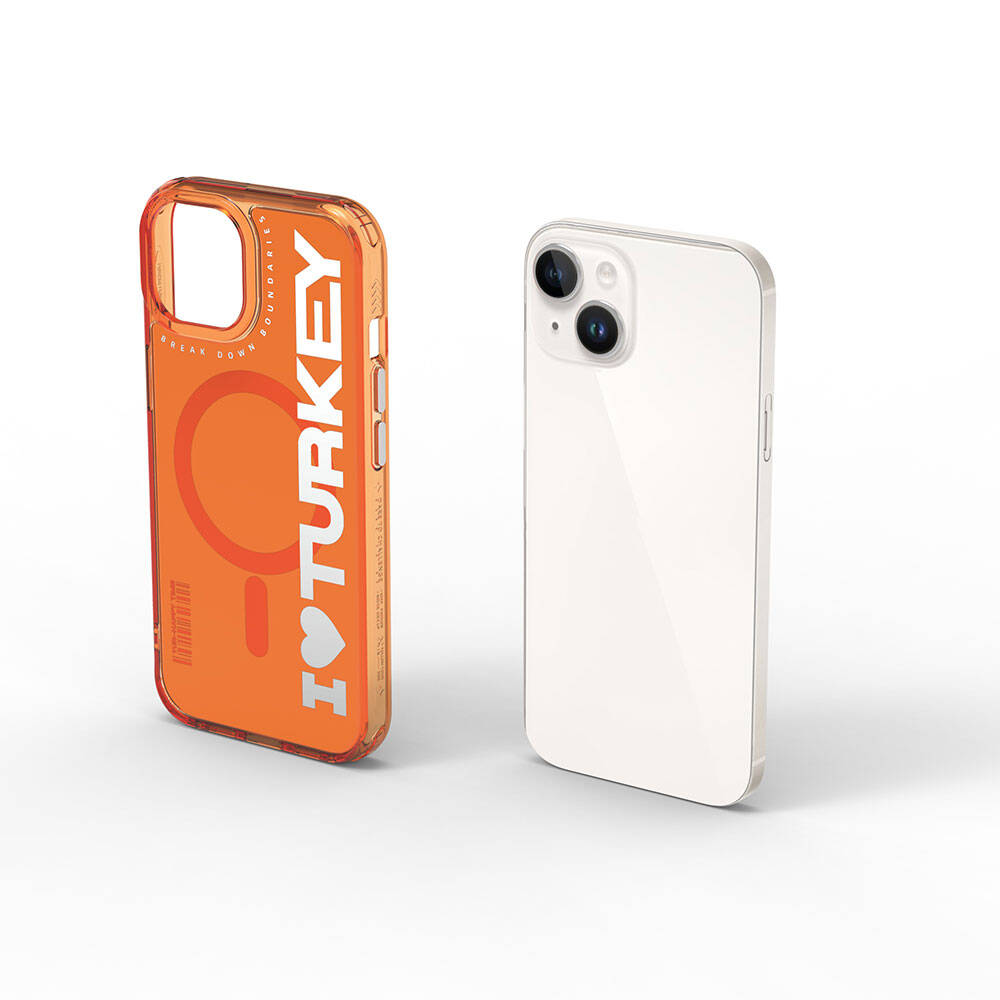 Wiwu Turkey E Serisi iPhone 15 M-safe Şarj Özellikli I Love Turkey Yazı Desenli Telefon Kılıfı