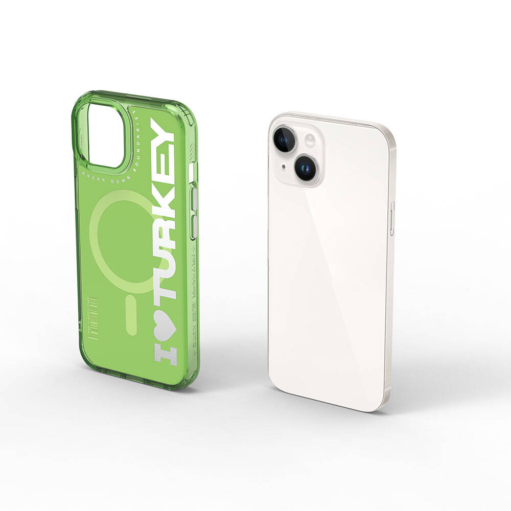 Wiwu Turkey E Serisi iPhone 15 M-safe Şarj Özellikli I Love Turkey Yazı Desenli Telefon Kılıfı