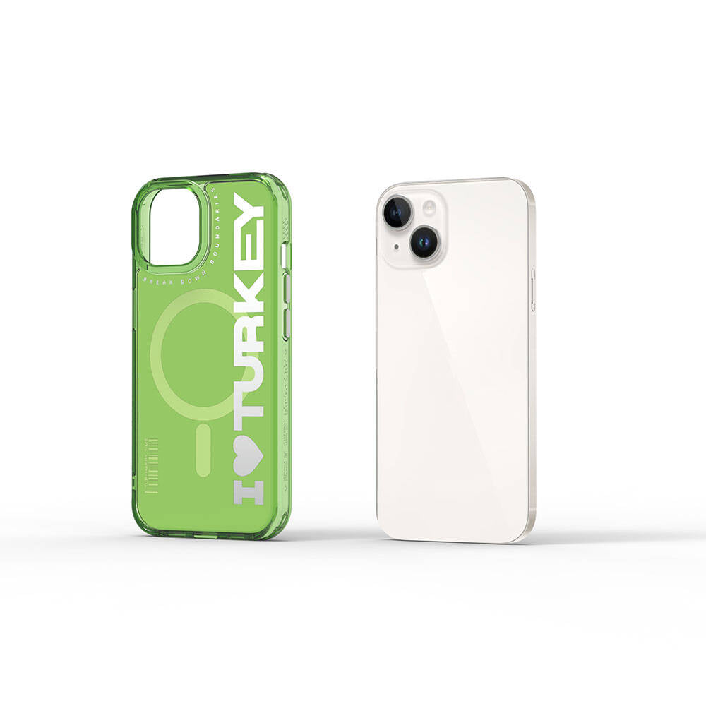 Wiwu Turkey E Serisi iPhone 15 M-safe Şarj Özellikli I Love Turkey Yazı Desenli Telefon Kılıfı