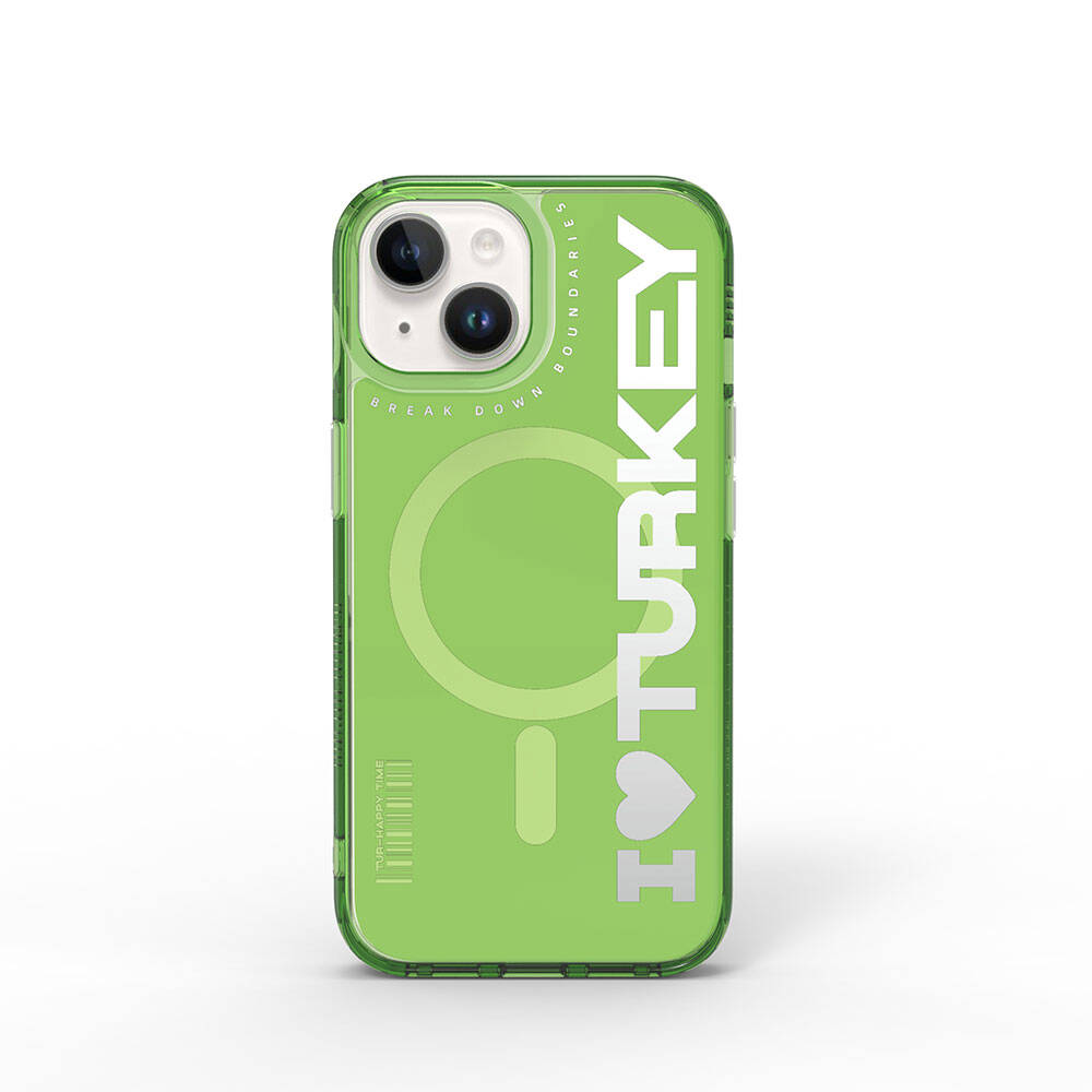 Wiwu Turkey E Serisi iPhone 15 M-safe Şarj Özellikli I Love Turkey Yazı Desenli Telefon Kılıfı