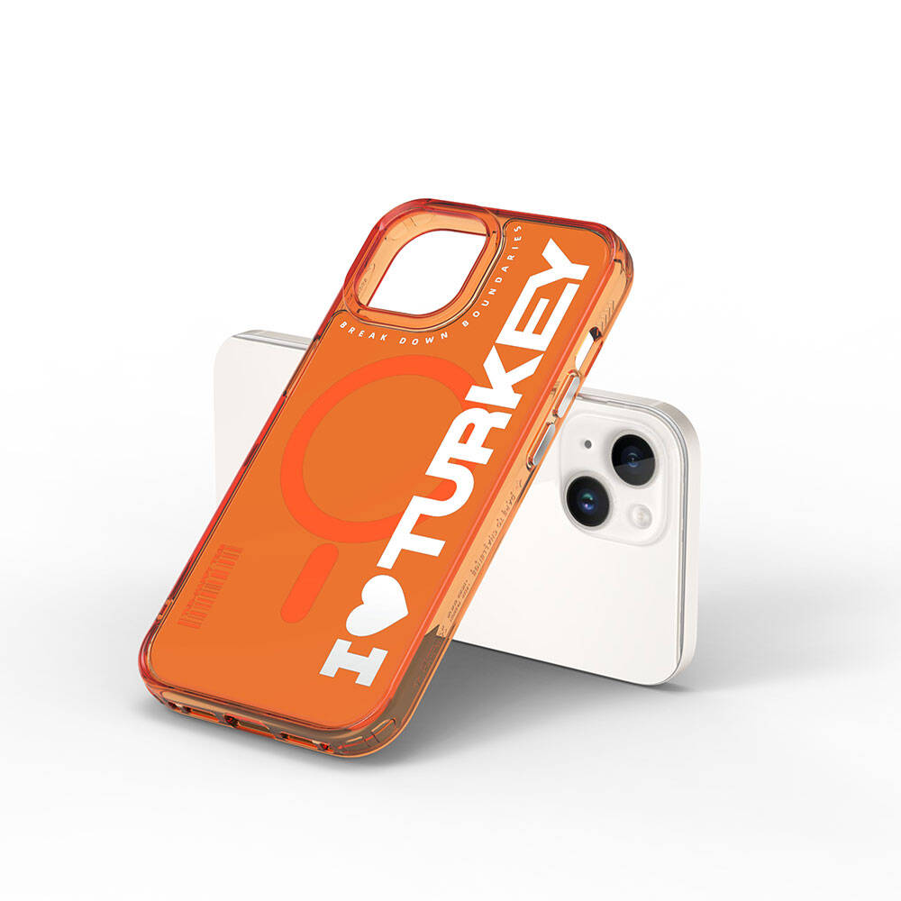 Wiwu Turkey E Serisi iPhone 15 M-safe Şarj Özellikli I Love Turkey Yazı Desenli Telefon Kılıfı