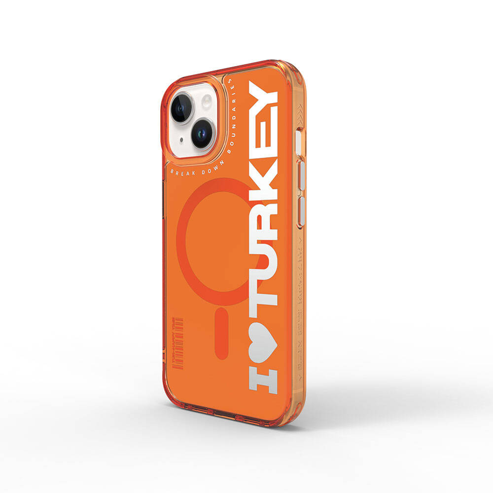 Wiwu Turkey E Serisi iPhone 15 M-safe Şarj Özellikli I Love Turkey Yazı Desenli Telefon Kılıfı
