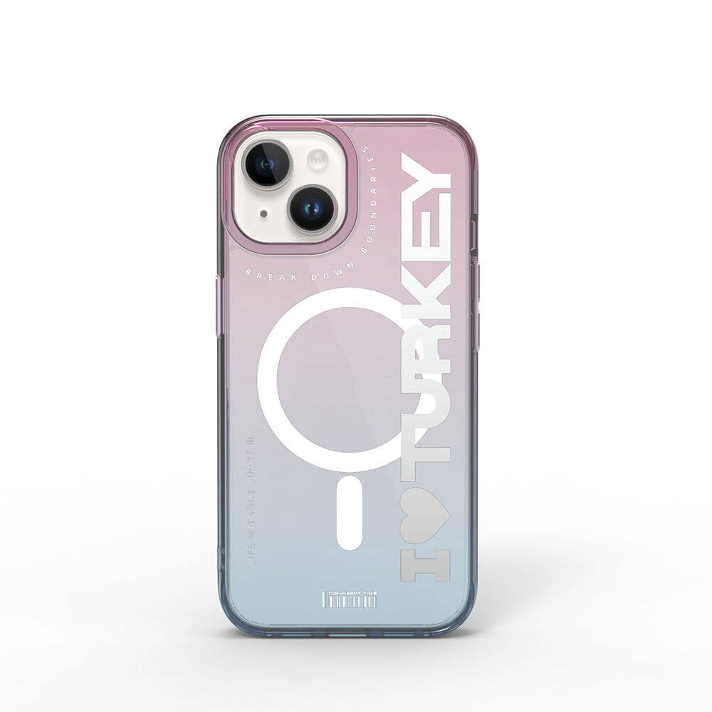 Wiwu Turkey C Serisi iPhone 15 M-safe Şarj Özellikli Transparan Renk Geçişli Kılıf