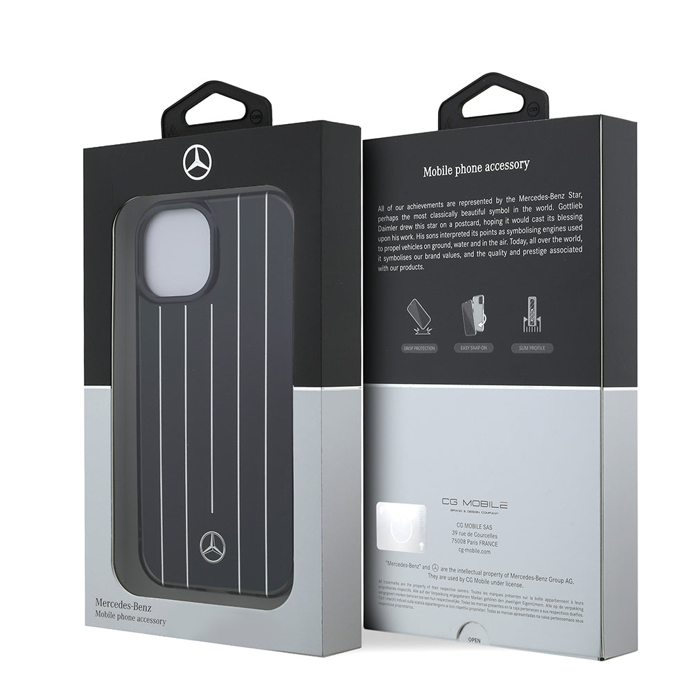 Mercedes Benz iPhone 15 Orjinal Lisanslı New Urban 3 IML Baskılı Paralel Çizgi Desenli Kılıf