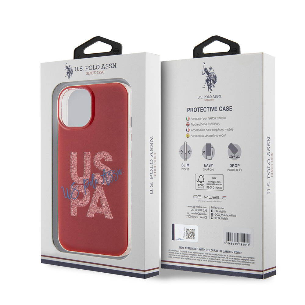 U.S. Polo Assn. iPhone 15 Orjinal Lisanslı Simli Parlak Alfabe Tasarım Telefon Kılıfı - 8