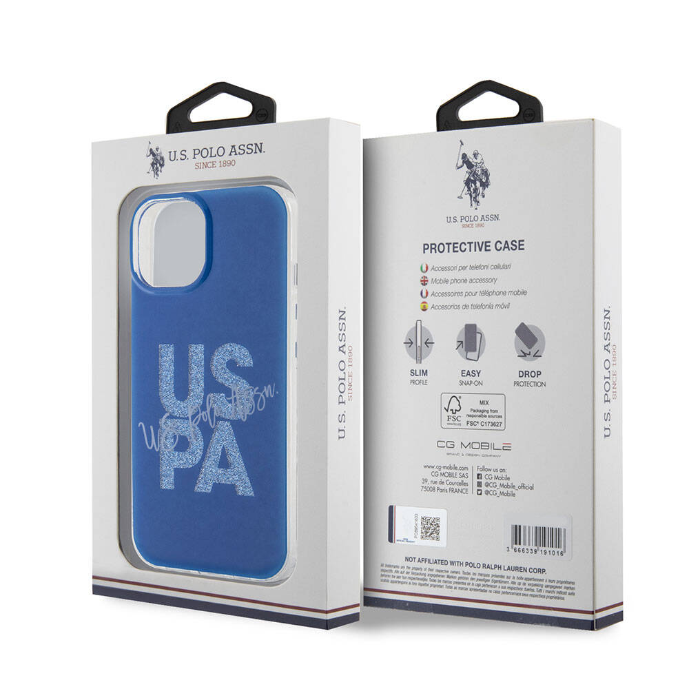 U.S. Polo Assn. iPhone 15 Orjinal Lisanslı Simli Parlak Alfabe Tasarım Telefon Kılıfı - 22