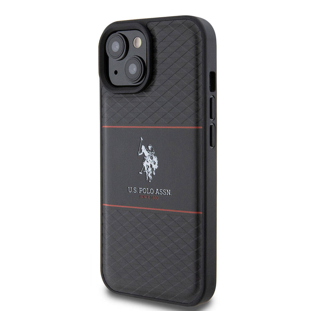 U.S. Polo Assn. iPhone 15 Orjinal Lisanslı Deri Şeritli Logo Dizayn Telefon Kılıfı - 9