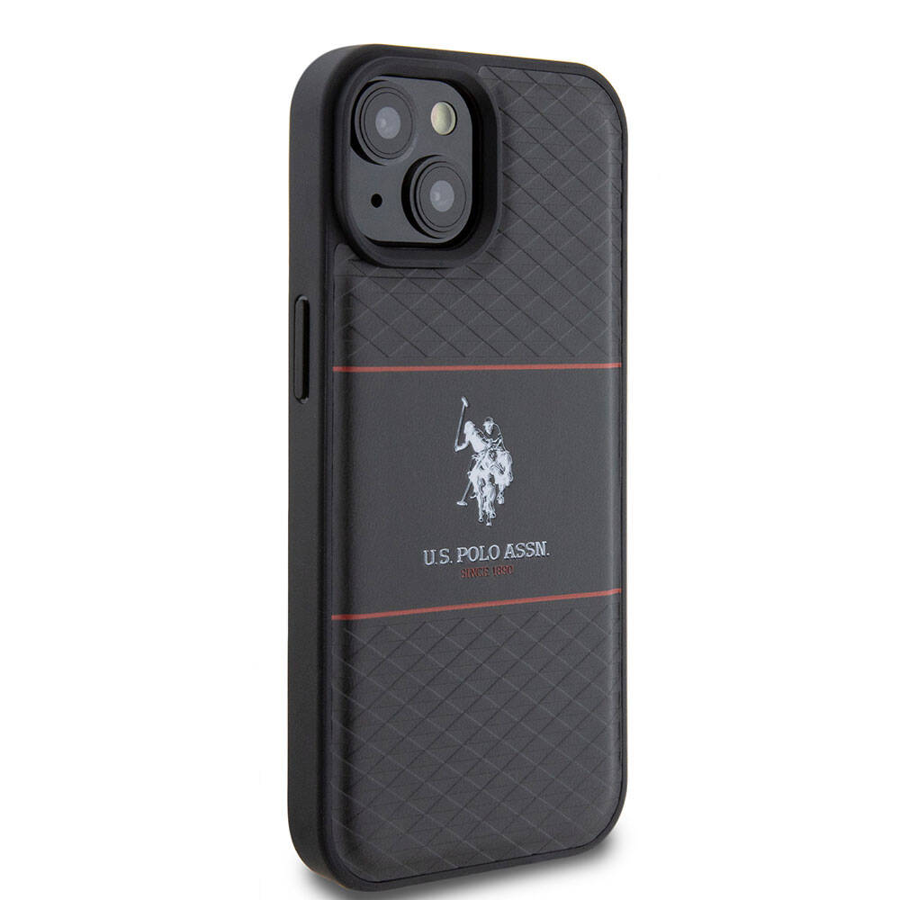 U.S. Polo Assn. iPhone 15 Orjinal Lisanslı Deri Şeritli Logo Dizayn Telefon Kılıfı - 11