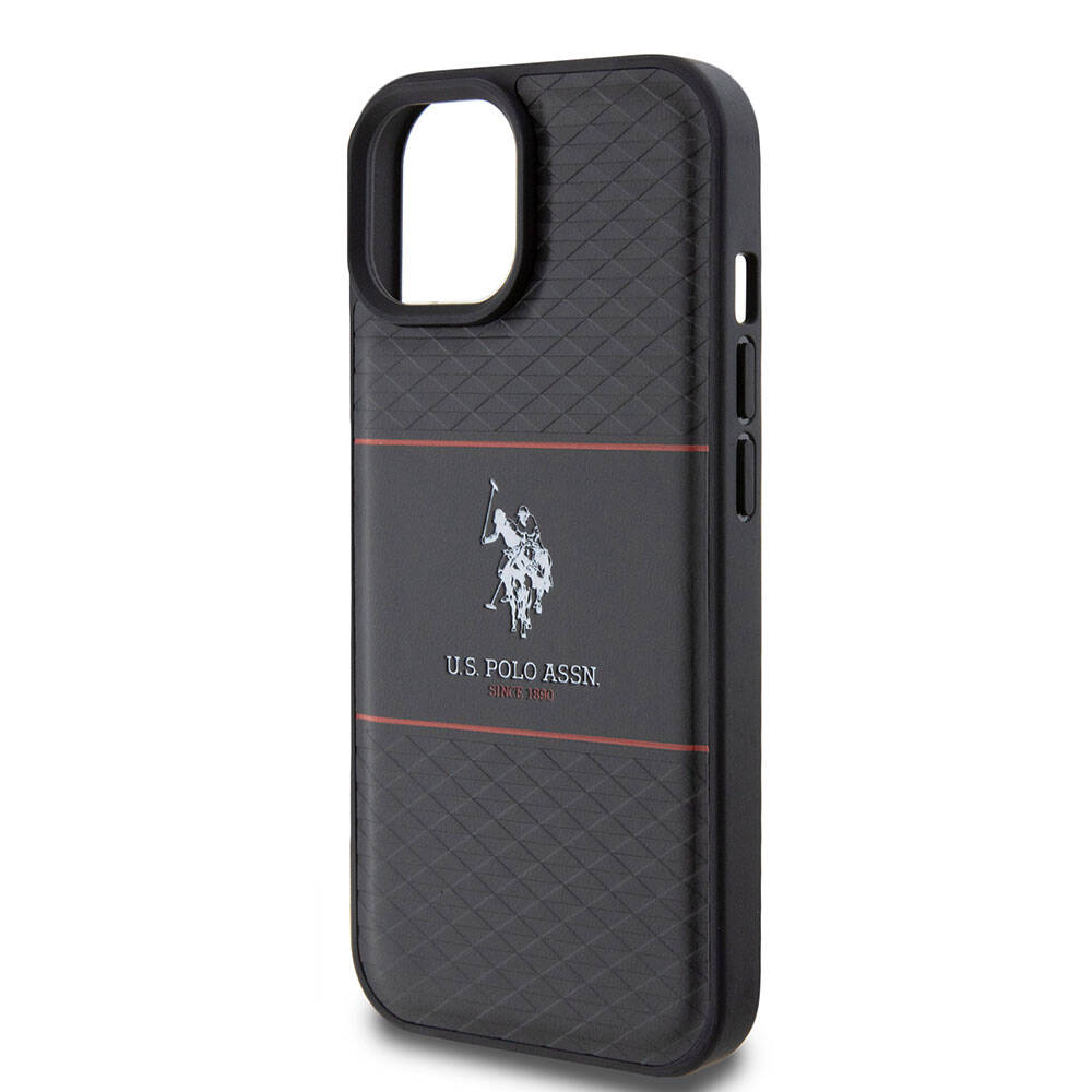 U.S. Polo Assn. iPhone 15 Orjinal Lisanslı Deri Şeritli Logo Dizayn Telefon Kılıfı - 13