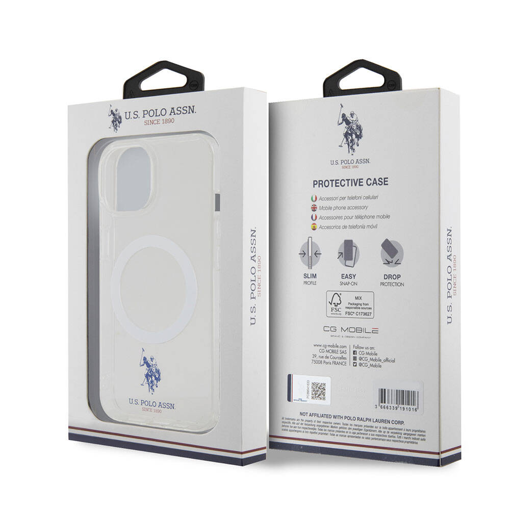 U.S. Polo Assn. iPhone 15 Orjinal Lisanslı Magsafe Şarj Özellikli Transparan Tasarım Telefon Kılıfı - 8