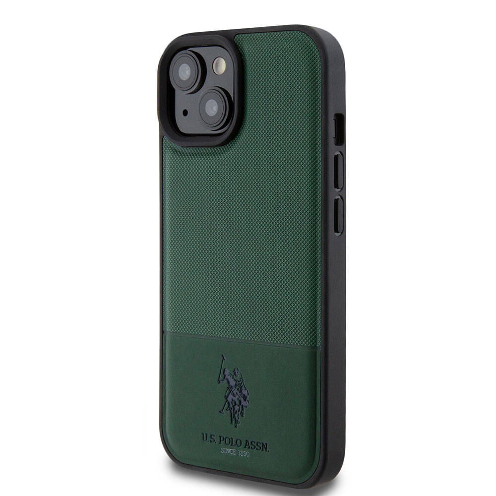 U.S. Polo Assn. iPhone 15 Orjinal Lisanslı Suni Deri Arka Yüzey Baskı Logolu Örgü Desenli Telefon Kılıfı - 2