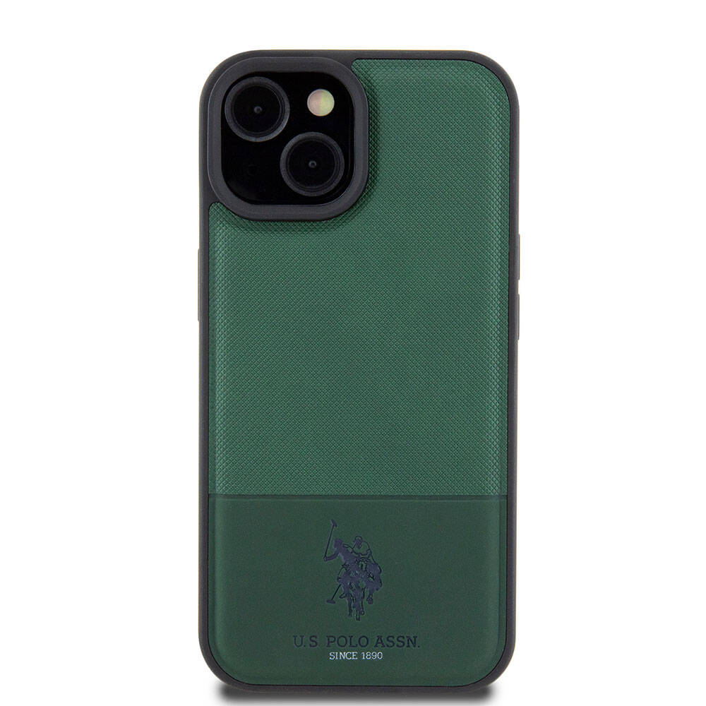 U.S. Polo Assn. iPhone 15 Orjinal Lisanslı Suni Deri Arka Yüzey Baskı Logolu Örgü Desenli Telefon Kılıfı - 3