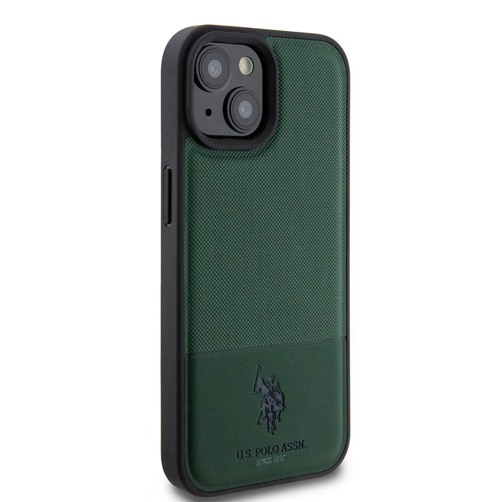 U.S. Polo Assn. iPhone 15 Orjinal Lisanslı Suni Deri Arka Yüzey Baskı Logolu Örgü Desenli Telefon Kılıfı - 4