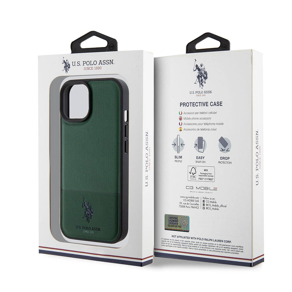 U.S. Polo Assn. iPhone 15 Orjinal Lisanslı Suni Deri Arka Yüzey Baskı Logolu Örgü Desenli Telefon Kılıfı - 8