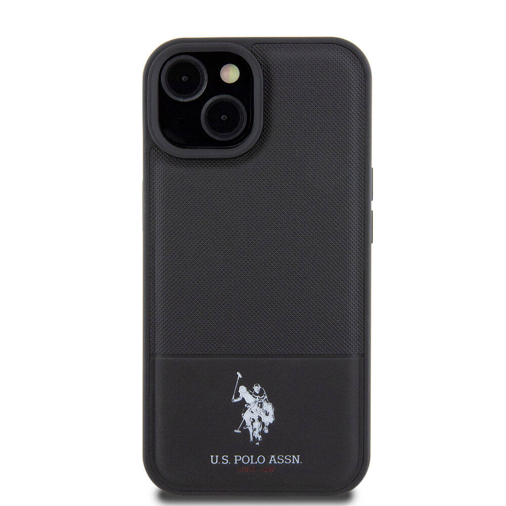 U.S. Polo Assn. iPhone 15 Orjinal Lisanslı Suni Deri Arka Yüzey Baskı Logolu Örgü Desenli Telefon Kılıfı - 10