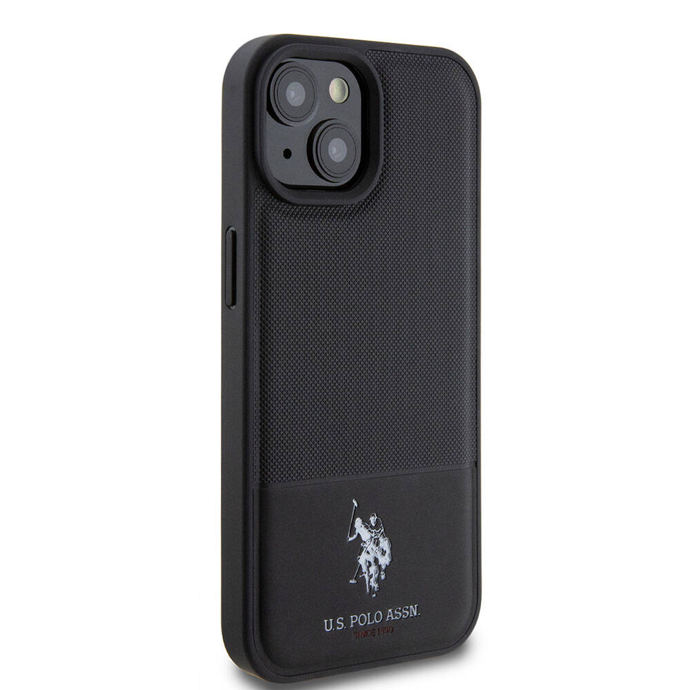 U.S. Polo Assn. iPhone 15 Orjinal Lisanslı Suni Deri Arka Yüzey Baskı Logolu Örgü Desenli Telefon Kılıfı - 11