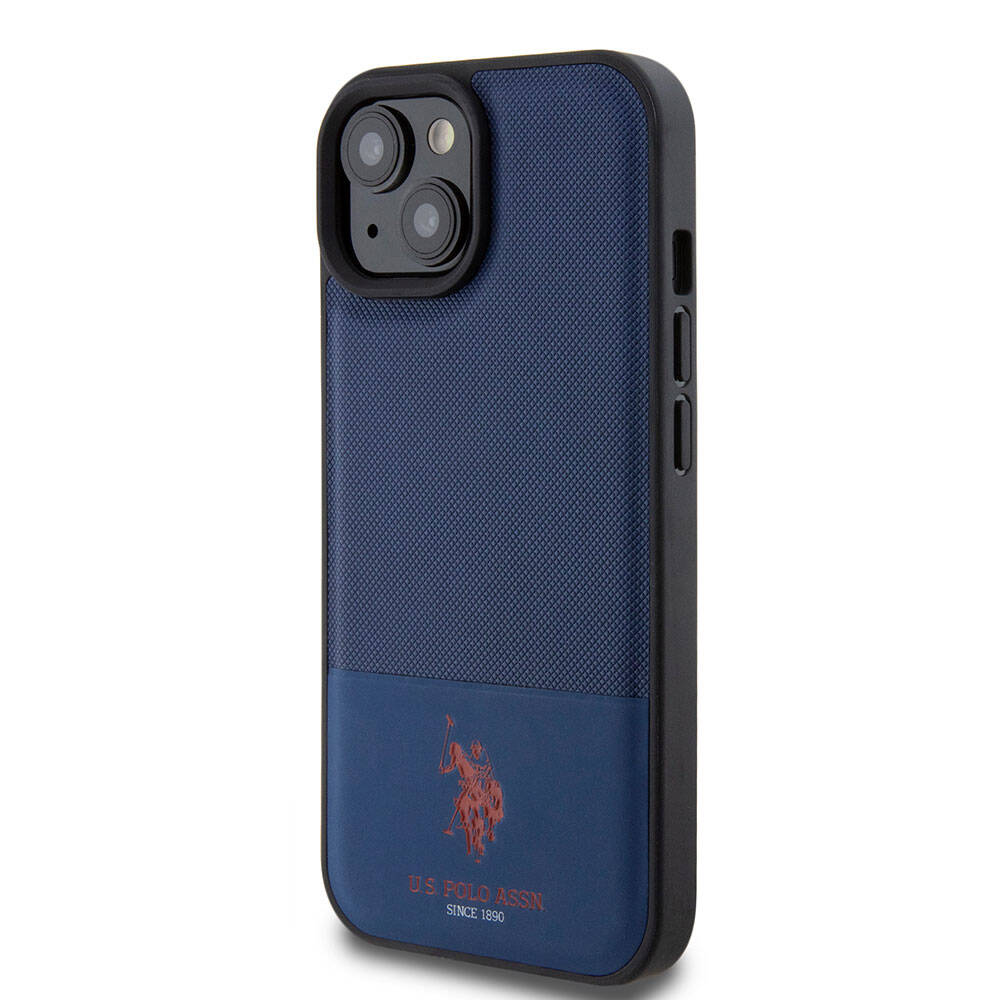 U.S. Polo Assn. iPhone 15 Orjinal Lisanslı Suni Deri Arka Yüzey Baskı Logolu Örgü Desenli Telefon Kılıfı - 16